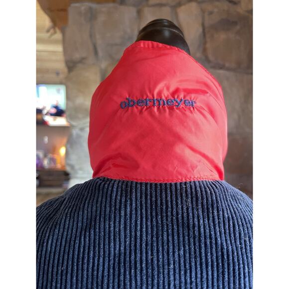 VTG OBERMEYER Reversible Puffer Vest XS Plaid Western Red Blue Snap Front Ski - Picture 5 of 10